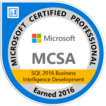 MCSA: SQL 2016 Business Intelligence Development - Certified 2016